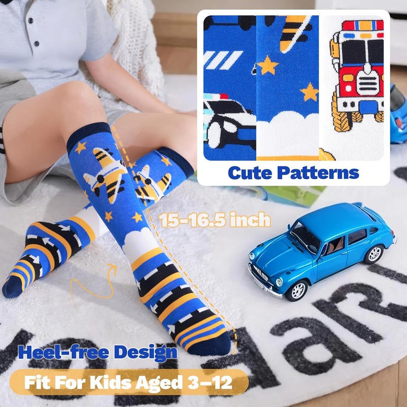 ANTSANG Kids Girls Knee High Socks Fashion Funny Crazy Stockings Gift Cute Novelty Long Boot Cotton Socks for Child 6 Pairs - Image 5